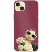TechTree iPhone 15 Plus Uyumlu Çiçekli Ördek Baskılı Silikon Kılıf