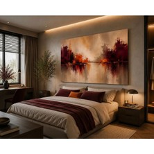 Sennight Kanvas Tablo Bordo Turuncu Soyut Şehir Silüeti, Çerçevesiz Premium Kanvas Duvar Dekoru; Modern Salon, Yatak Odası ve Ofis Için Lüks Dekoratif Tablo