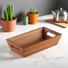 Deconox Akasya Ağacından Ekmek Sepeti - Doğal Ahşap Ekmeklik, Şık Ekmek Sunumluk (23X13X7CM) -