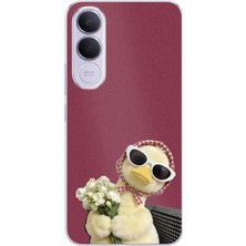 TechTree Vivo V70 Fe Uyumlu Çiçekli Ördek Baskılı Silikon Kılıf