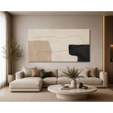 Sennight Kanvas Tablo Modern Minimalist Soyut Bej Siyah Krem Tonlu Yatay Dekoratif Duvar Tablosu, Salon Yatak Odası Oturma Odası Antre Ofis