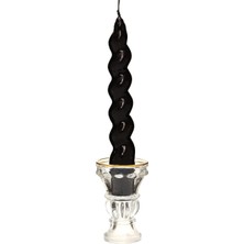 2'li Twirl Glow Siyah Şamdan Mum Seti 18 cm