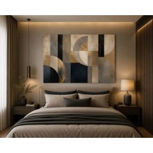 Sennight Modern Soyut Geometrik Kanvas Tablo Lacivert Bej Gri Gold Tonlu Çerçevesiz Kanvas Baskı Dekoratif Tablo Salon, Yatak Odası