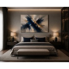 Sennight Lacivert Bej Soyut Patlama Desenli Modern Kanvas Tablo Salon Yatak Odası Ofis Dekorasyonuna Uygun Çağdaş Duvar Dekoru Minimalist Tasarım