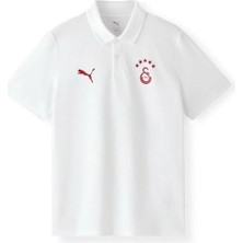 GS Unisex Polo Yaka Tişört Beyaz Kırmızı Taraftar Düğmeli Pike Kumaş Tişört