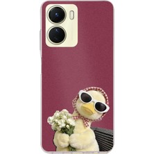 TechTree Vivo Y16 Uyumlu Çiçekli Ördek Baskılı Silikon Kılıf
