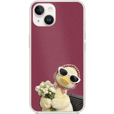 TechTree iPhone 13-14 Uyumlu Çiçekli Ördek Baskılı Silikon Kılıf