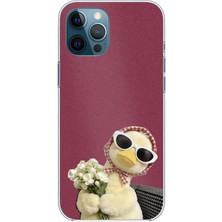 TechTree iPhone 12 Pro Max Uyumlu Çiçekli Ördek Baskılı Silikon Kılıf