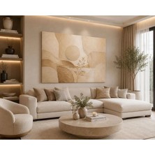 Sennight Kanvas Tablo Bej Harmony 3D Dokulu Soyut – Modern Minimalist Japandi Duvar Dekoru, Krem ve Bej Salon Tablosu