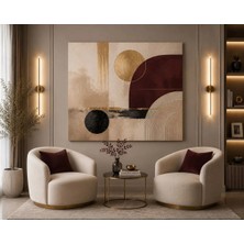 Sennight Kanvas Tablo Bordo Bej Gold Soyut Geometrik Modern Minimalist Duvar Dekoru Salon Antre Oturma Odası Dekoratif Tablo