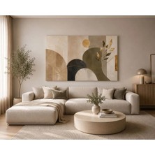 Sennight Kanvas Tablo Modern Soyut Geometrik – Bej Krem Haki Gold Detaylı Minimalist Duvar Dekorasyonu, Salon, Oturma Odası, Antre ve Dresuar Üstü Için Dekoratif Tablo