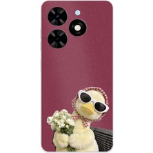 TechTree Tecno Spark 20-20C Uyumlu Çiçekli Ördek Baskılı Silikon Kılıf