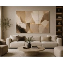 Sennight Kanvas Tablo Bej Dalgalar Soyut - Modern Minimal Duvar Dekoru