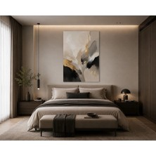 Sennight Kanvas Tablo Modern Soyut Altın Dokulu Bej Gri Siyah, Minimalist Lüks Dikey Dekoratif Duvar Tablosu; Salon Yatak Odası Ofis Antre