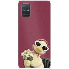 TechTree Samsung Galaxy A71 Uyumlu Çiçekli Ördek Baskılı Silikon Kılıf