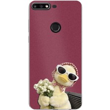TechTree Huawei Y7 2018 - Honor 7c Uyumlu Çiçekli Ördek Baskılı Silikon Kılıf