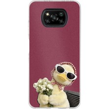 TechTree Poco X3-X3 Pro-Nfc Uyumlu Çiçekli Ördek Baskılı Silikon Kılıf