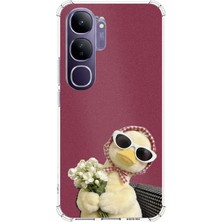 TechTree Vivo V40 Lite Uyumlu Çiçekli Ördek Baskılı Silikon Kılıf