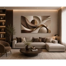Sennight Soyut Kanvas Tablo Vizon Kahve Dalga – Modern Geometrik Duvar Dekoru