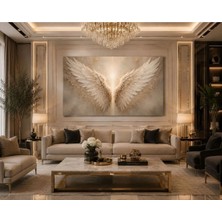 Sennight Kanvas Tablo Melek Kanatları Gold Detaylı Soyut - Modern Salon, Yatak Odası, Antre ve Ofis Duvar Dekoru