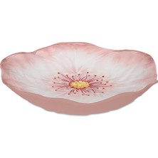 Baci Milano Botanica Çiçek Desenli Melamin Pembe Salata Kasesi 34 cm