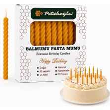 PETEKOĞLU%100 Doğal Sarı Balmumu Küçük Doğum Günü ve Pasta Mumu 12'li – 6.5 cm El Yapım�