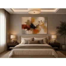 Sennight Kanvas Tablo Lüks Soyut Yaprak Detaylı – Bej Krem Gold Siyah Kiremit Tonları, Modern Salon, Ofis, Oturma Odası ve Yatak Odası Için Çerçevesiz Dekoratif Duvar Tablosu