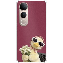 TechTree Vivo V50 Lite Uyumlu Çiçekli Ördek Baskılı Silikon Kılıf