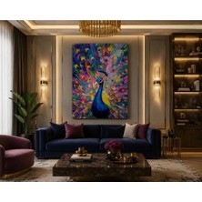 Sennight Kanvas Tablo Renkli Tavus Kuşu Soyut, Modern Lüks Salon Antre ve Genç Odası Dekoratif Çerçevesiz Duvar Tablosu