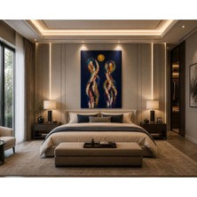 Sennight Kanvas Tablo Midnight Harmony, Lacivert Zemin Üzerine Soyut Figür, Kabartma Görünümlü Modern Duvar Tablosu
