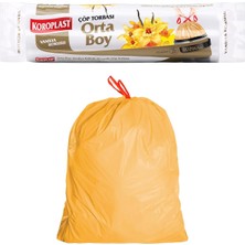 Koroplast Vanilya Kokulu Orta Boy Büzgülü Çöp Poşeti 15'li 55X60 Cm, Kolay Bağlanır Kokulu B
