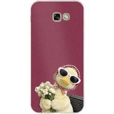 TechTree Samsung Galaxy A7 2017 Uyumlu Çiçekli Ördek Baskılı Silikon Kılıf