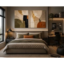 Sennight Kanvas Tablo Modern Soyut Çerçevesiz - Krem Bej, Zeytin Yeşili, Terracotta; Altın Detaylı Duvar Dekoru, Salon, Antre, Yatak Odası