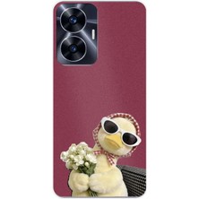 TechTree Realme C55 Uyumlu Çiçekli Ördek Baskılı Silikon Kılıf