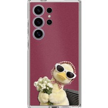 TechTree Samsung Galaxy S24 Ultra Uyumlu Çiçekli Ördek Baskılı Silikon Kılıf