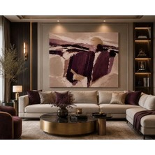 Sennight Kanvas Tablo Mürdüm ve Gold Soyut Çerçevesiz - Lüks Modern Duvar Dekoru; Salon, Yatak Odası, Ofis, Antre Için Dekoratif Duvar Sanatı