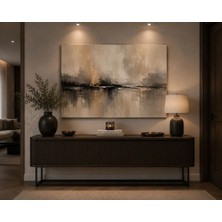 Sennight Soyut Manzara Kanvas Tablo Bej Gri Siyah Modern Minimalist Salon Yatak Odası Antre Dresuar Üstü Dekoratif Tablo