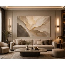 Sennight Kanvas Tablo Bej Krem Gold Soyut Dokulu Modern Minimalist Duvar Dekoru Salon Yatak Odası Otel Konsept Dekoratif Tablo
