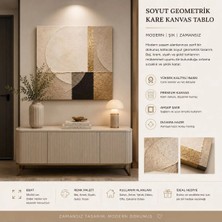 Sennight Kanvas Tablo Modern Soyut Geometrik Kare Gold Detaylı Bej Krem Minimal - Salon, Yatak Odası ve Ofis Duvar Dekoru