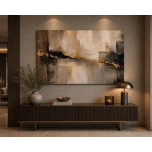 Sennight Kanvas Tablo Modern Soyut Gold Akış, Siyah Bej Altın Dokulu Çerçevesiz Dekoratif Duvar Tablosu - Salon, Yatak Odası, Dresuar, Ofis