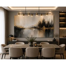 Sennight Kanvas Tablo Lüks Soyut Manzara, Siyah Bej Gold Modern Tasarım; Çerçevesiz Premium Kanvas Duvar Dekoru, Salon Yatak Odası ve Ofis Için