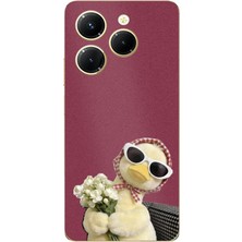 TechTree Tecno Spark 20 Pro Uyumlu Çiçekli Ördek Baskılı Silikon Kılıf
