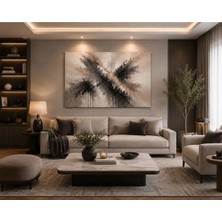 Sennight Modern Soyut Kanvas Tablo Bej Gri Siyah Tonlarda Minimalist Dekoratif Duvar Tablosu Salon Yatak Odası Ofis Dresuar Üstü