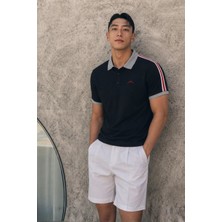 Madmext Siyah Kol Şeritli Polo Yaka Tişört 5888
