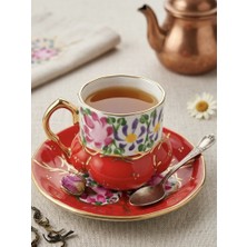 Manushum Handmade Double Saray Fincan-Kırmızı 1 Adet