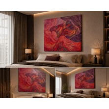 Sennight Kanvas Tablo Alevin Dansı Soyut Kırmızı Mor Altın Dokulu Modern Duvar Dekoru Çerçevesiz Premium Tasarım