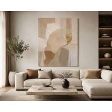 Sennight Kanvas Tablo Bej Harmony Soyut Modern - Minimal Dokulu Nötr Tonlu Dekoratif Duvar Tablosu, Salon Yatak Odası Dresuar Üstü Uyumlu
