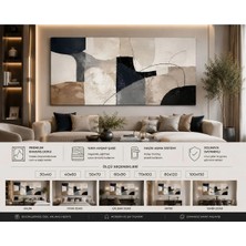Sennight Kanvas Tablo Modern Geometrik Soyut - Bej, Siyah, Gri; Duvar Dekoru, Salon, Ofis, Çalışma Odası ve Yatak Odası