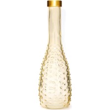 Gold Boyunlu Amber Kabartmalı Ince Cam Vazo (26 Cm)