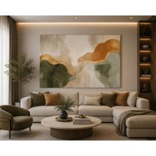 Sennight Modern Soyut Manzara Kanvas Tablo Haki Yeşil Kiremit Bej Gold Tonlu Elegant Duvar Dekoru Çerçevesiz Çalışma Odası Salon Yatak Odası Için Kanvas Baskı